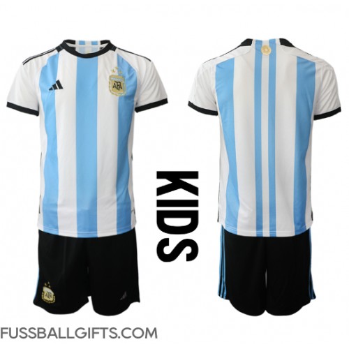 Argentinien Fußballbekleidung Heimtrikot Kinder WM 2022 Kurzarm (+ kurze hosen)